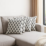 Set of Four 20" X 20" White And Black Lumbar Geometric Cotton Throw Pillow Covers