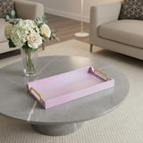 16" Pink Faux Shagreen Serving Tray With Handles