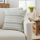 18" Gray And Blue Beach Chevron Cotton Throw Pillow Cover