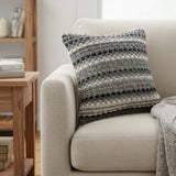 18" Black And Gray Beach Striped Cotton Blend Throw Pillow Cover