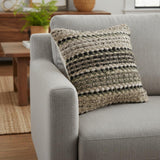 18" Beige And Brown Beach Striped Cotton Blend Throw Pillow Cover