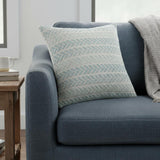 18" Blue And White Beach Chevron Cotton Throw Pillow Cover