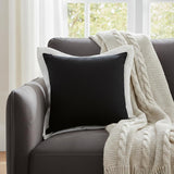 20" Black And White Color Block Cotton Throw Pillow Cover