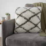 20" White And Black Diamond Throw Pillow Cover