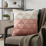 20" Pink And White Geometric Cotton Throw Pillow Cover with Texture