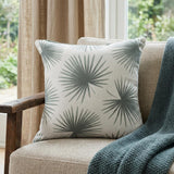 22" Green And White Floral Throw Pillow