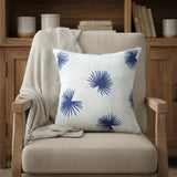22" Navy Blue And White Floral Throw Pillow