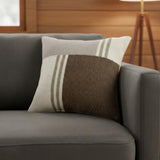 24" Beige Brown Gray And Green Geometric Wool Blend Throw Pillow