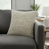 22" Ivory And Green Striped Wool Blend Throw Pillow