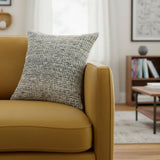 22" Ivory And Blue Striped Wool Blend Throw Pillow