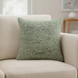 24" Green Wool Throw Pillow