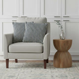 Set of Two 22" Blue And White Striped Cotton Throw Pillows