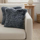 Set of Two 18" Blue Polyester Blend Throw Pillows