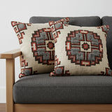 Set of Two 18" Brown And Beige Geometric Cotton Throw Pillows