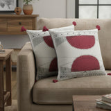 Set of Two 20" White And Black Geometric Cotton Throw Pillows