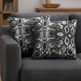 Set of Two 20" Black And Silver Cotton Throw Pillows