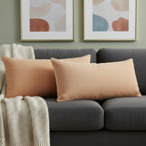 Set of Two 14" X 36" Brown Lumbar Cotton Throw Pillows