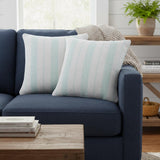 Set of Two 20" Blue And White Striped Cotton Throw Pillows