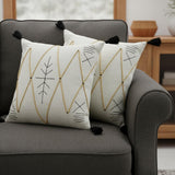 Set of Two 20" Off White Black And Ochre Geometric Cotton Throw Pillows