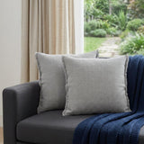 Set of Two 20" Gray Cotton Throw Pillows with Fringe