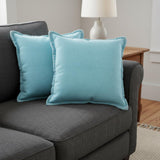 Set of Two 20" Blue Cotton Throw Pillows