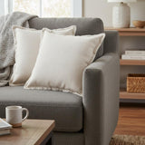 Set of Two 20" Tan And Beige Cotton Throw Pillows