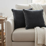Set of Two 20" Black Cotton Throw Pillows