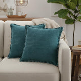 Set of Two 20" Green Cotton Throw Pillows