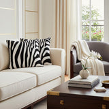 Set of Two 20" Black And White Zebra Print Throw Pillows