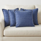 Set of Four 24" Blue Cotton Throw Pillows
