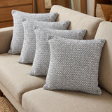 Set of Four 18" Gray And White Geometric Cotton Throw Pillows