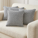Set of Four 18" Black And White Geometric Cotton Throw Pillows