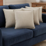 Set of Four 20" Beige Cotton Throw Pillows
