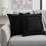 Set of Two 20" Black Geometric Cotton Throw Pillows