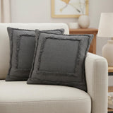 Set of Two 20" Dark Gray Geometric Cotton Throw Pillows