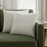 Set of Two 20" Beige And Natural Striped Cotton Throw Pillows