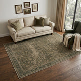 5' X 7' Brown And Beige Floral Medallion Washable Area Rug