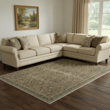 8' X 10' Brown And Beige Floral Medallion Washable Area Rug
