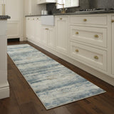 8' Blue Red And Gray Abstract Washable Area Rug