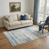 5' X 7' Blue Red And Gray Abstract Washable Area Rug