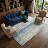 8' X 10' Blue Red And Gray Abstract Washable Area Rug