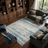 9' X 12' Blue Red And Gray Abstract Washable Area Rug