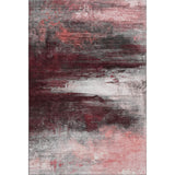 3' X 5' Merlot And Ivory Abstract Washable Area Rug With UV Protection