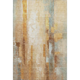 5' X 8' Copper And Ivory Abstract Washable Area Rug With UV Protection