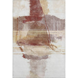 5' X 8' Terra Cotta And Ivory Abstract Washable Area Rug With UV Protection