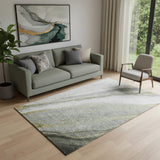 5' X 8' Sage And Gray Abstract Washable Area Rug With UV Protection