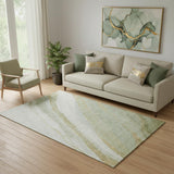 5' X 8' Sage And Copper Abstract Washable Area Rug With UV Protection