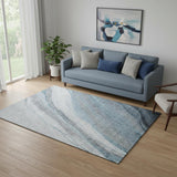 5' X 8' Teal And Gray Abstract Washable Area Rug With UV Protection