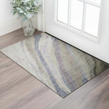 3' X 5' Coffee And Purple Abstract Washable Area Rug With UV Protection