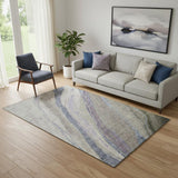5' X 8' Coffee And Purple Abstract Washable Area Rug With UV Protection